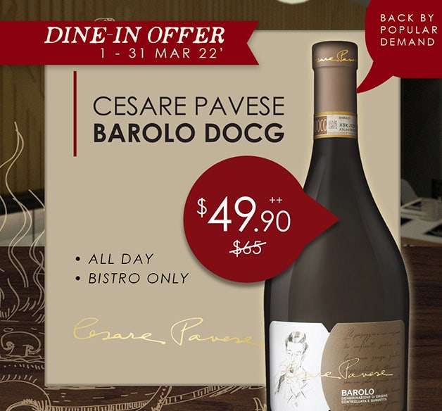 CESARE PAVESE - Barolo DOCG - Piedmont - Italy $49.90++* (U.P. $65)