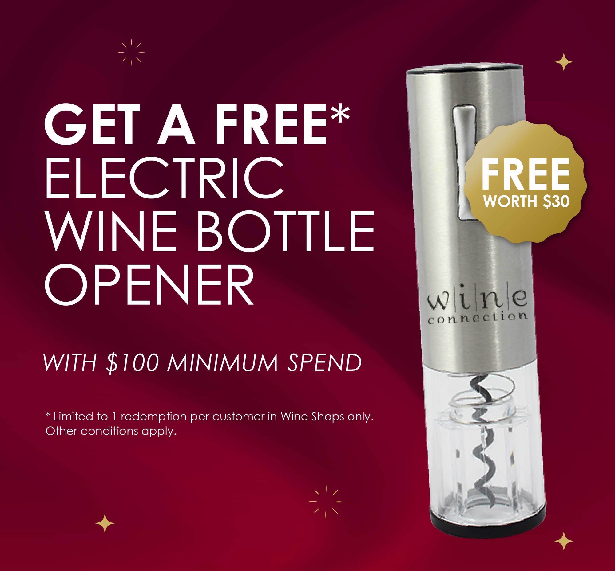 Redeem a FREE Electric Wine Bottle Opener (worth $30)