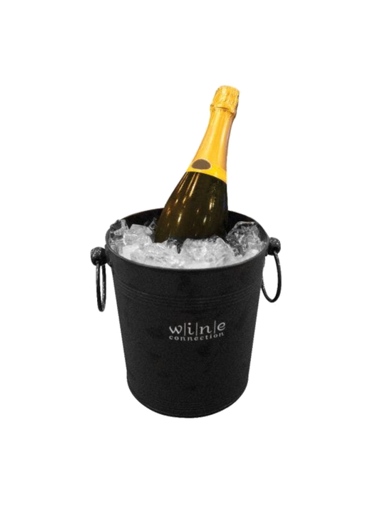 Wine Ice Bucket - Black Galvanized with Wine Connection Logo